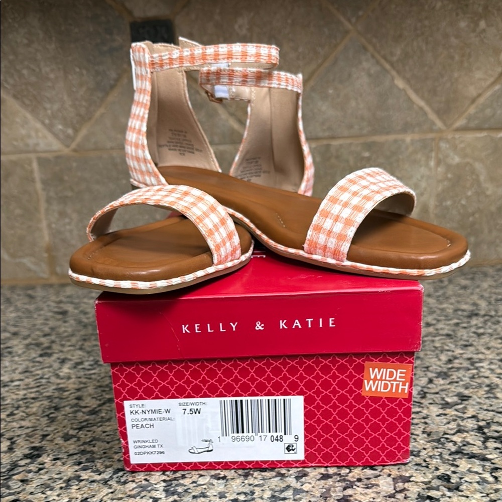 Kelly & Katie Orange Checkered Sandals